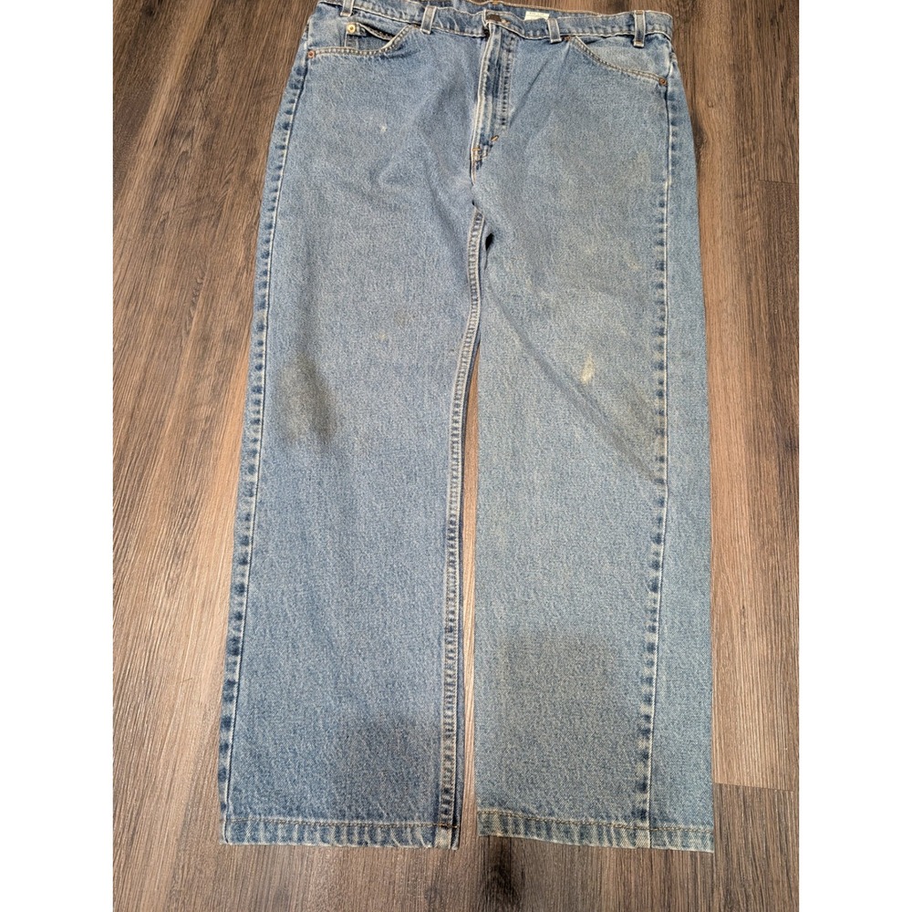 VTG Levis 505 Jeans Regular‎ Fit Straight Leg Light Wash Orange Tab 38x30 READ